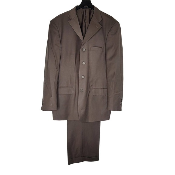 Vittorio St. Angelo Wool Suit 48R Two Piece 4 Button Single Breast Pleat No Vent - Picture 1 of 16